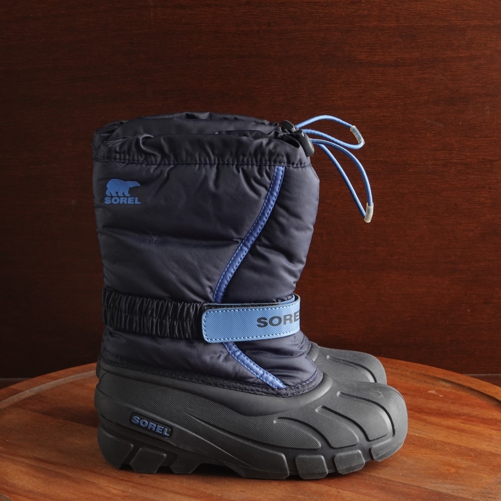 Sorel Snow Boots Youth Size 2 Blue Flurry Outdoor Insulated Waterproof Winter